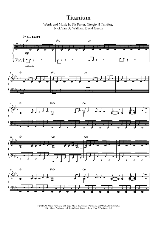 Titanium Klavier Solo PDF Noten von David Guetta in C Moll fbd16272