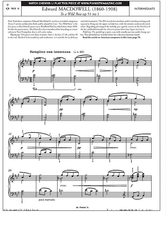 to a wild rose, op.51 no.1 klavier solo edward macdowell