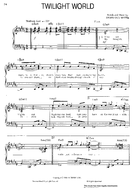 Twilight World Klavier, Gesang & Gitarre PDF Noten von Swing Out Sister in Gm fbd36904 Twilight World Klavier, Gesang & Gitarre PDF Noten von Swing Out Sister in Gm fbd36904
