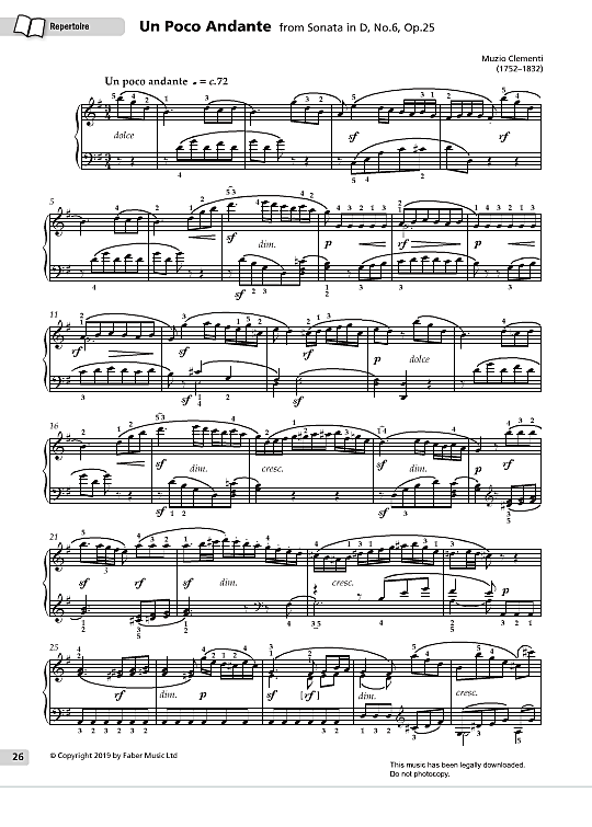 un poco andante from sonata in d op.25 no.6  klavier solo muzio clementi