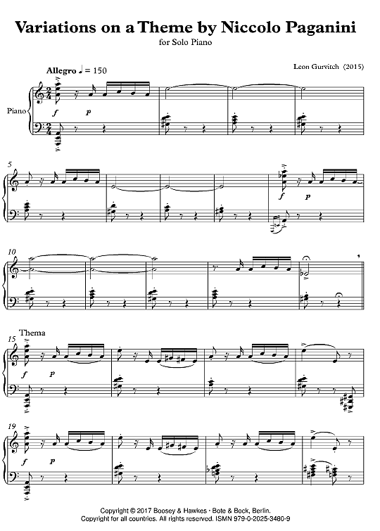 variations on a theme by niccolo paganini klavier solo leon gurvitch