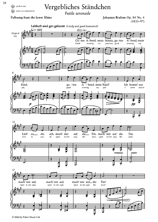 vergebliches staendchen op.84 no.4 klavier & gesang johannes brahms