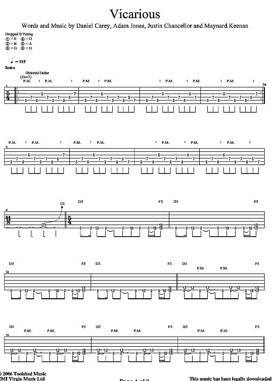 Vicarious Gitarre TAB PDF Noten von Tool in fbd6714