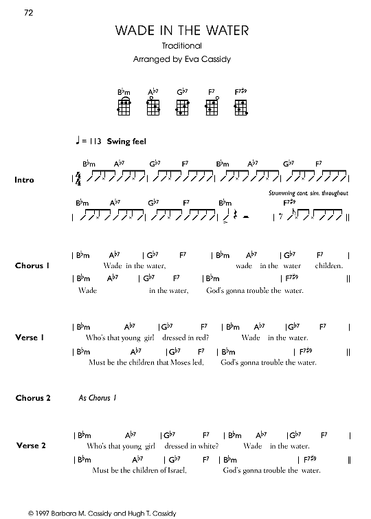 Wade In The Water Ukulele Chord Songbook PDF Noten von Eva Cassidy in Bbm fbd39587