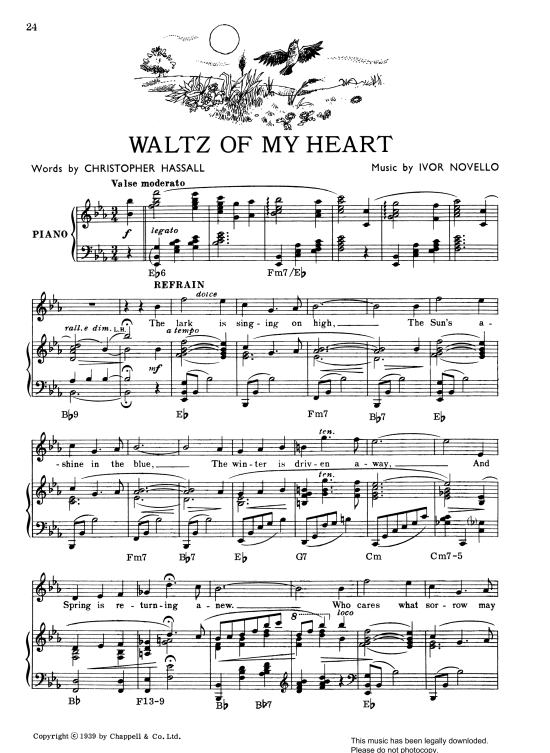 waltz of my heart from the dancing years  klavier gesang & gitarre ivor novello