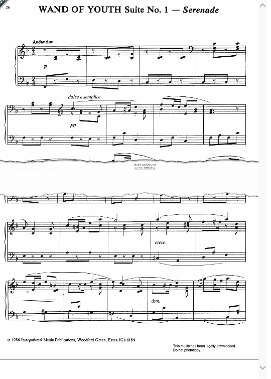 wand of youth suite no.1 serenade klavier solo edward elgar