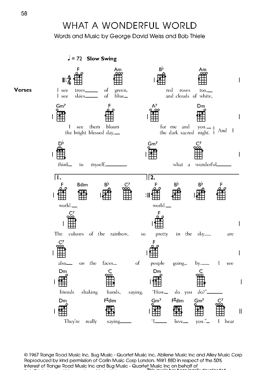 What A Wonderful World The Rock Ukulele Chords What A Wonderful World Ukulele Chord Songbook - PDF Noten von Louis