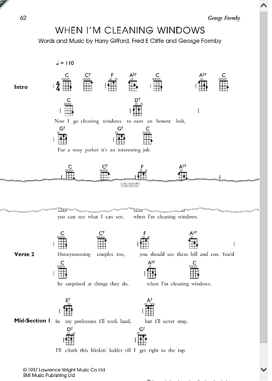 When I m Cleaning Windows Ukulele Chord Songbook PDF Noten von
