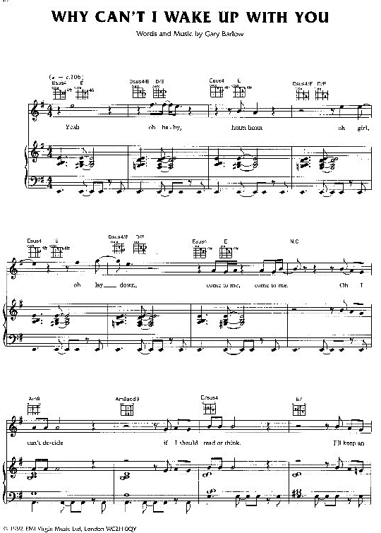 Why Can t I Wake Up With You Klavier, Gesang & Gitarre PDF Noten von