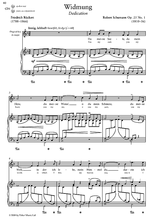 widmung op.25 no.1 klavier & gesang robert schumann