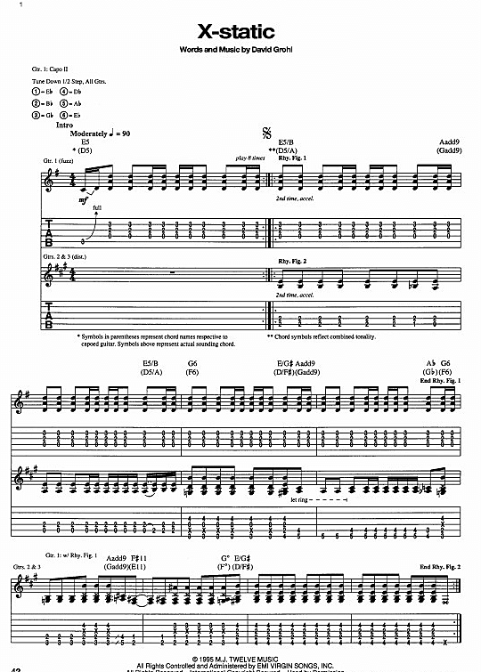 XStatic Gitarre TAB PDF Noten von Foo Fighters in E Moll fbd2733
