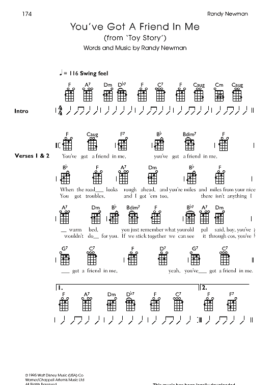 You ve Got A Friend In Me from Toy Story Ukulele Chord Songbook PDF