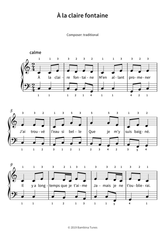  Agrave la claire fontaine (Gesang + Klavier) (Klavier  Gesang) von traditional
