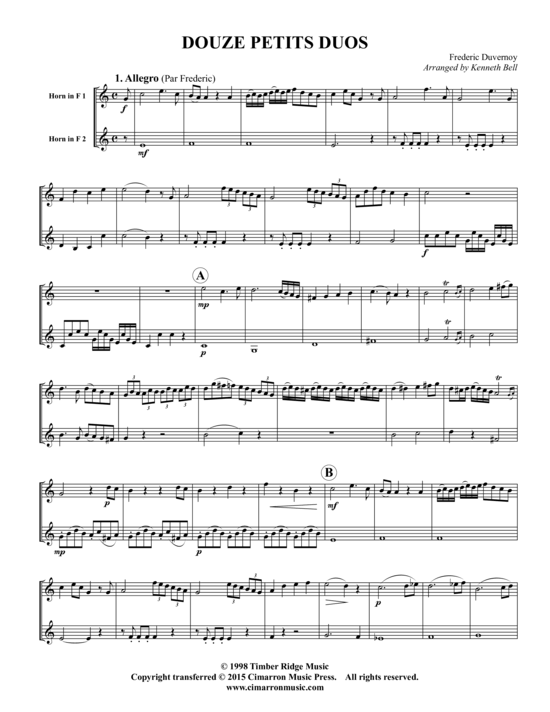 12 Kleine Duette (Duett Horn) (Duett (Horn)) von Frederick Douvernoy