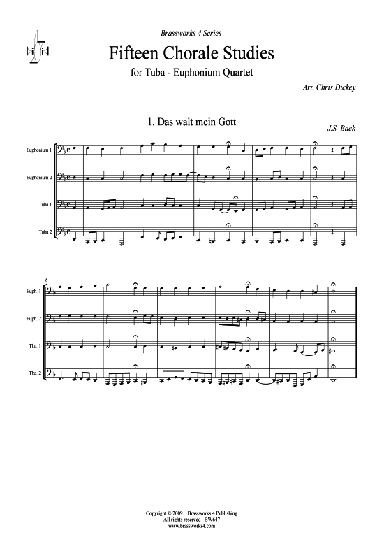 15 Chorale Studies for Tuba-Euphonium Quartet (Tuba Quartett 2x Bariton 2xTuba) (Quartett (Tuba)) von Verschiedene Verfasser