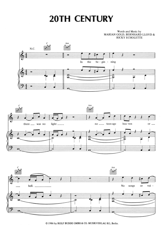 20th Century (Klavier + Gesang) (Klavier Gesang  Gitarre) von Alphaville