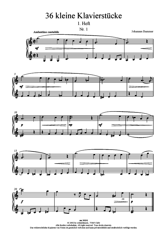 36 kleine Klavierst uuml cke in drei B auml nden Band 1 (Klavier Solo) von Johannes Bammer