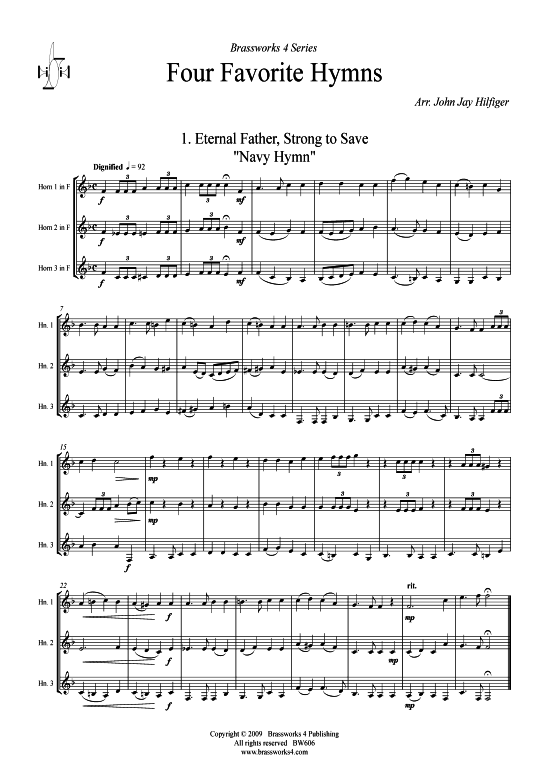 4 Favorite Hymns (3x Horn) (Trio (Horn)) von arr. John Jay Hilfiger