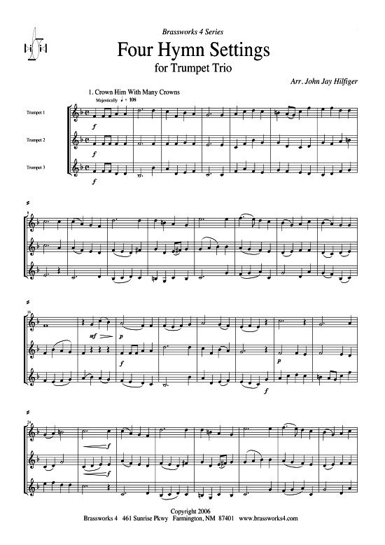 4 Hymn Settings (3x Trompete) (Trio (Trompete)) von arr. John Jay Hilfiger