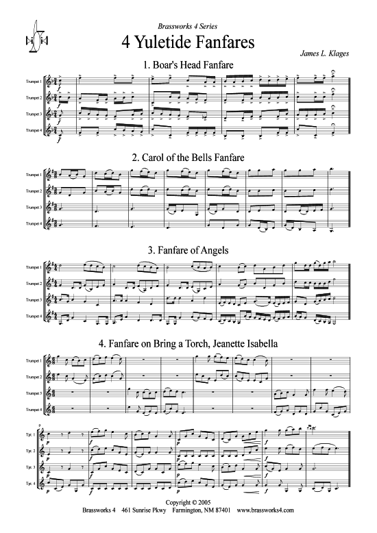 4 Yuletide Fanfares (4x Trompeten) (Quartett (Trompete)) von Verschiedene Verfasser