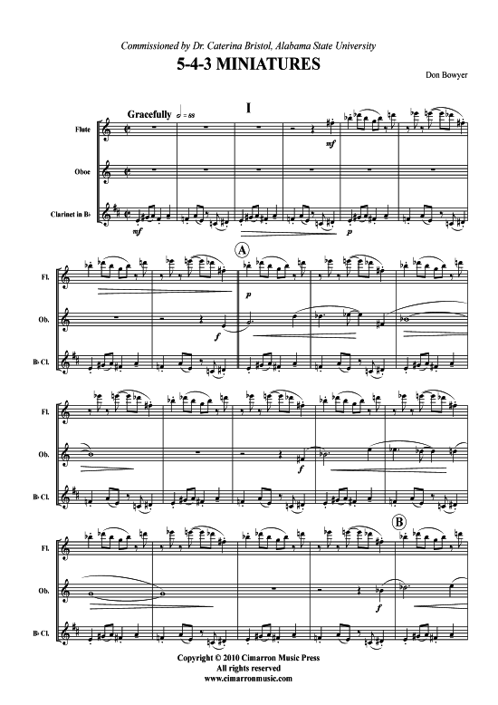 5-4-3 Miniatures (Querfl ouml te Oboe Klarinette) (Trio (Holzbl ser)) von Don Bowyer
