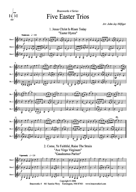 5 Oster-Trios (3x Horn) (Trio (Horn)) von arr. John Jay Hilfiger