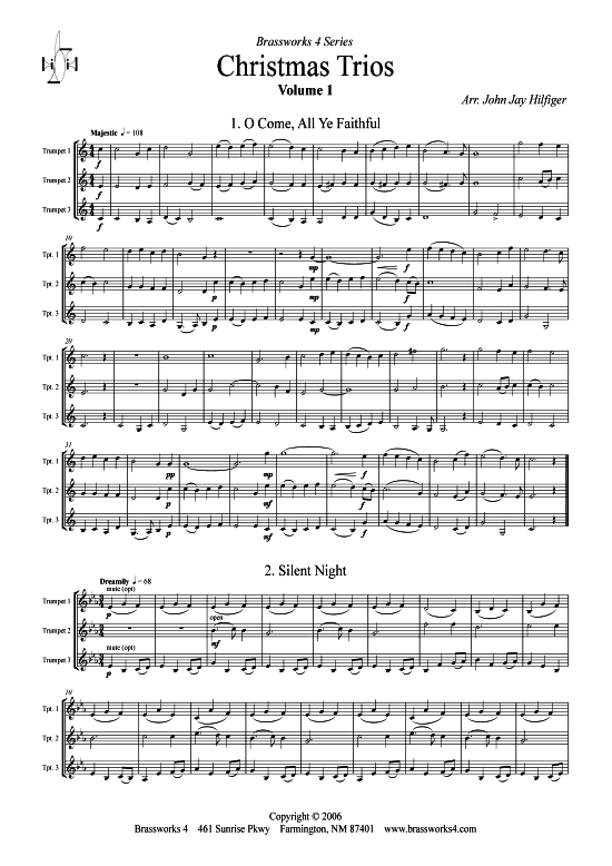 6 Weihnachts-Trios Band 1 (3x Trompete) (Trio (Trompete)) von arr. John Jay Hilfiger