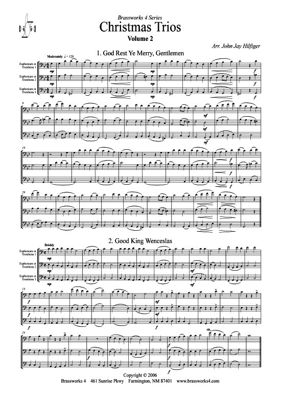 6 Weihnachts-Trios Vol. 2 (3x Posaune) (Trio (Posaune)) von arr. John Jay Hilfiger