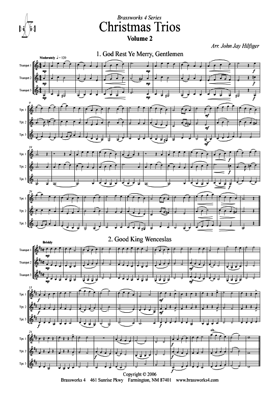 6 Weihnachts-Trios Vol. 2 (3x Trompete) (Trio (Trompete)) von arr. John Jay Hilfiger