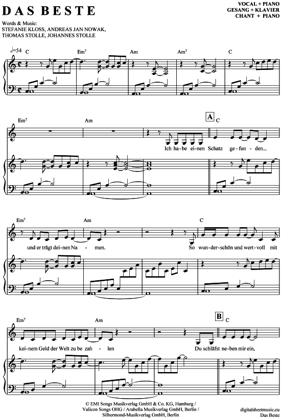 Das Beste (Klavier + Gesang) (Klavier Gesang  Gitarre) von Silbermond