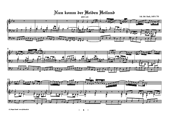 Nun komm der Heiden Heiland (Choral Präludium) BWV 659 (Orgel Solo ...
