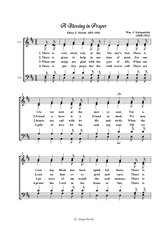 A Blessing in Prayer (Gemischter Chor) (Gemischter Chor) von Wm.-J. Kirkpatrick (1838-1921)