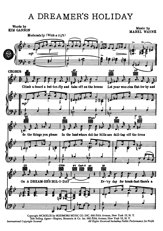 A Dreamer s Holliday (Klavier + Gesang) (Klavier Gesang  Gitarre) von Perry Como Buddy Clark 