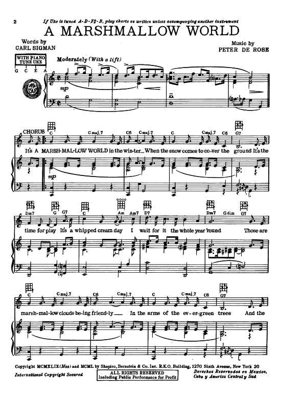 A Marshmallow World (Klavier + Gesang) (Klavier Gesang  Gitarre) von Bing Crosby