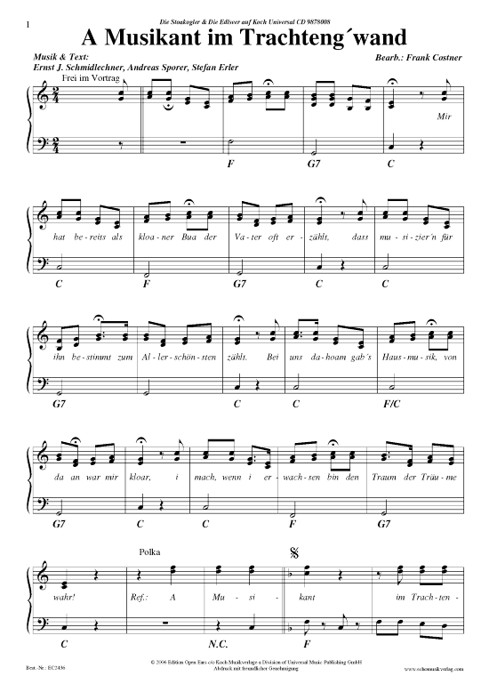 A Musikant im Trachteng (Klavier Gesang  Gitarre) von Die Stoakogler  die Edelseer
