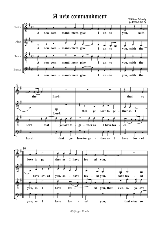 A new commandment (Gemischter Chor) (Gemischter Chor) von William Mundy(c.1529-1591 )