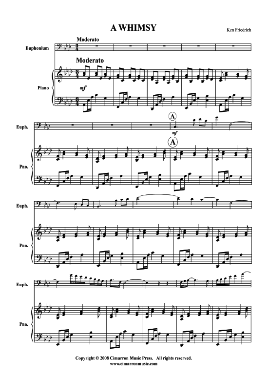 A Whimsy (Bariton Pos + Klavier) (Klavier  Bariton (Posaune)) von Kenneth Friedrich