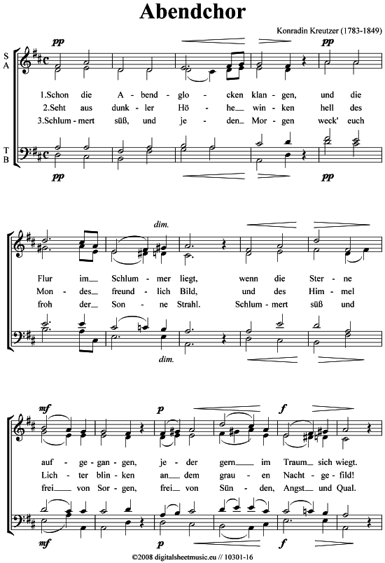 Abendchor (Gemischter Chor) (Gemischter Chor) von Konradin Kreutzer (1780-1849)