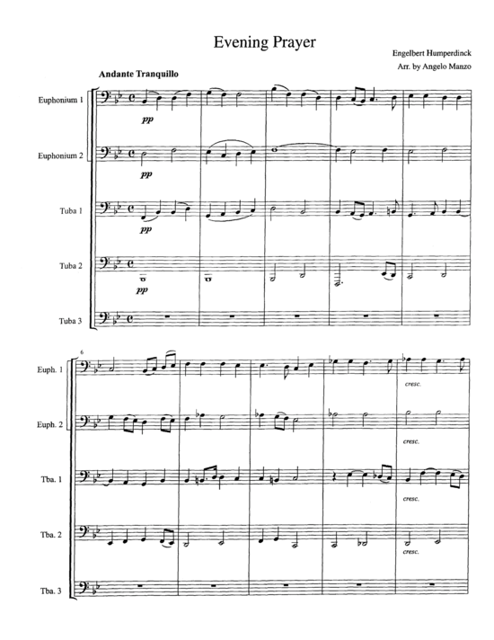 Abendgebet (Evening Prayer) (Tuba Quintett EETTT) (Quintett (Tuba)) von Engelbert Humperdinck