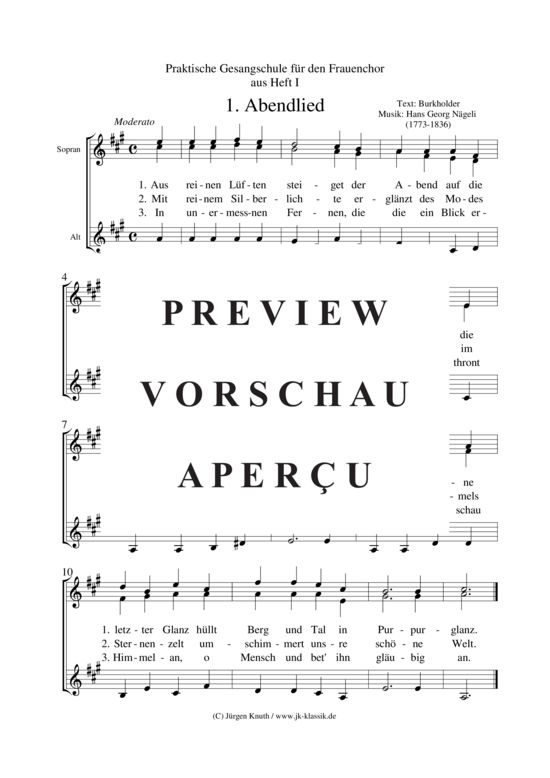 Abendlied (Frauenchor SSA) (Frauenchor) von Hans Georg N geli