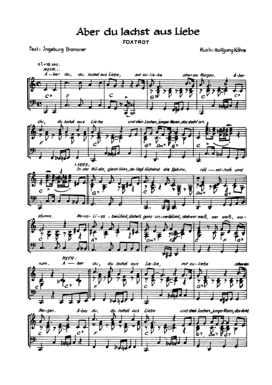 Aber du lachst aus Liebe (Klavier Solo mit unterlegtem Text) (Klavier Solo) von 1970