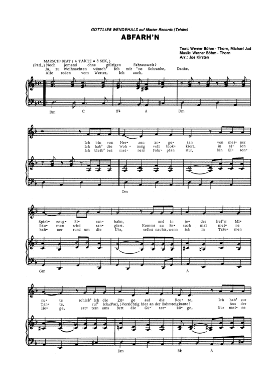 Abfahrn (Klavier + Gesang) (Klavier Gesang  Gitarre) von Gottlieb Wendehals