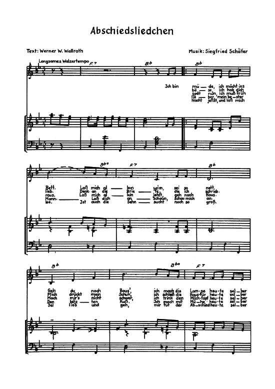 Abschiedsliedchen (Klavier + Gesang) (Klavier Gesang  Gitarre) von Siegfried Sch auml fer