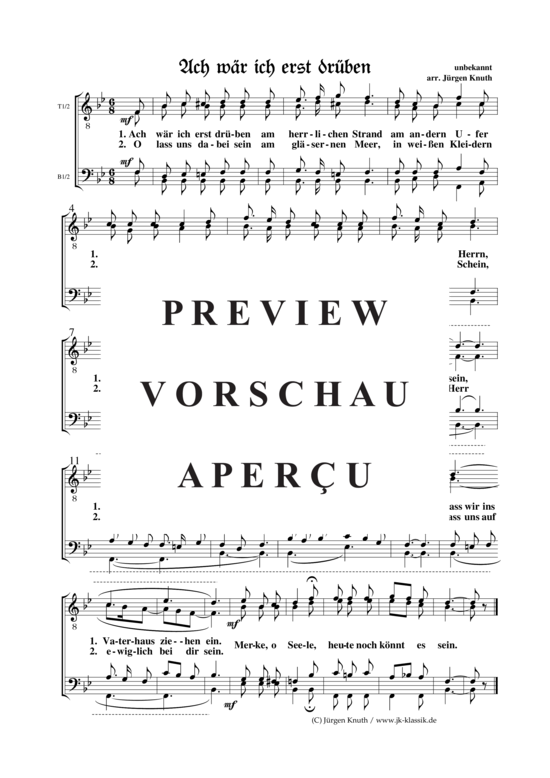 Ach w r ich erst dr ben (M nnerchor) (M nnerchor) von Choral geistlich Satz J rgen Knuth