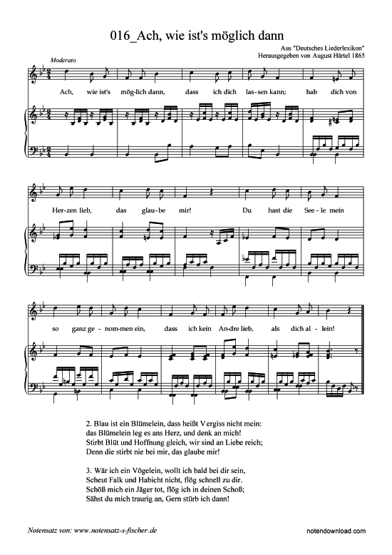 Ach wie ist s m glich dann (Klavier + Gesang) (Klavier  Gesang) von Aus Deutsches Liederlexikon A. H rtel (1865)