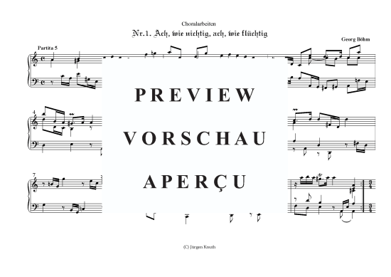 Ach wie nichtig ach wie fl chtig (Partita5+6) (Orgel Solo) (Orgel Solo) von Georg B hm (1661-1733)