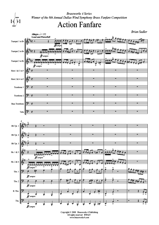 Action Fanfare (Brass Ensemble) (Ensemble (Blechbl ser)) von Brian Sadler