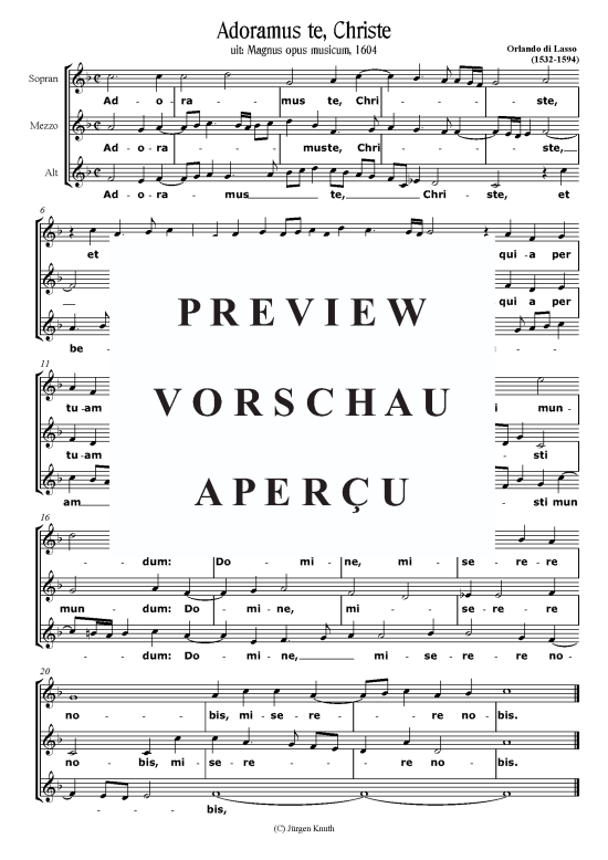 Adoramus te Christe (uit Magnus opus musicum 1604) (Frauenchor) (Frauenchor) von Orlando di Lasso (1532-1594)