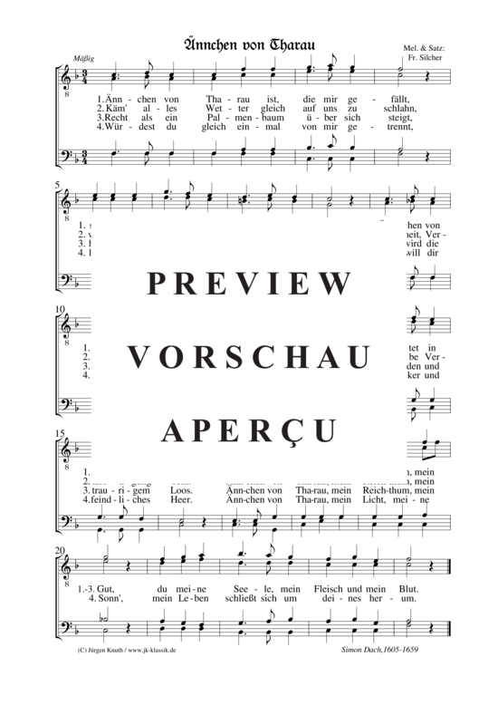  nnchen von Tharau (M nnerchor) (M nnerchor) von Fr. Silcher (1789-1860)