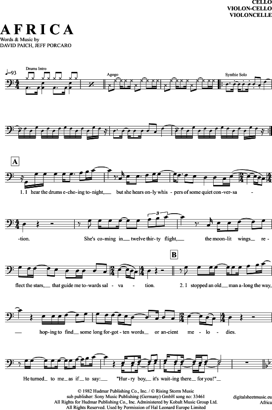Africa (Violoncello) (Violoncello) von Toto